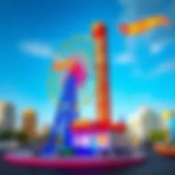 Dynamic view of Hot Wheels City Wheel Tower showcasing its vibrant design