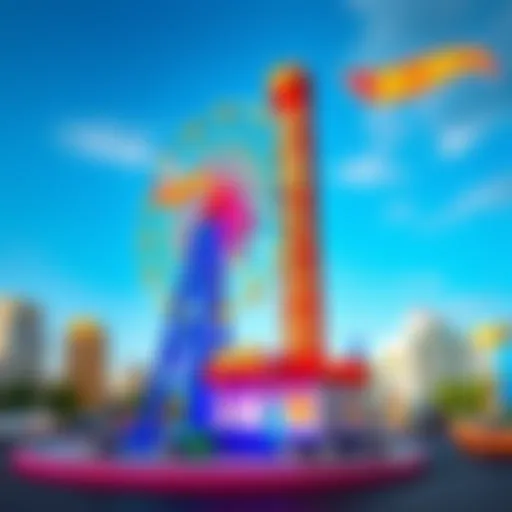 Dynamic view of Hot Wheels City Wheel Tower showcasing its vibrant design