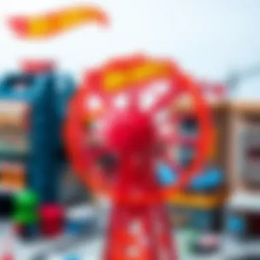 Close-up of the intricate features of Hot Wheels City Wheel Tower