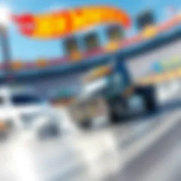 Dynamic view of Hot Wheels speed track truck racing