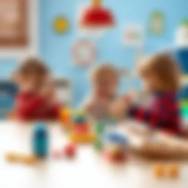 Playful children engaging in activities at an IKEA table.