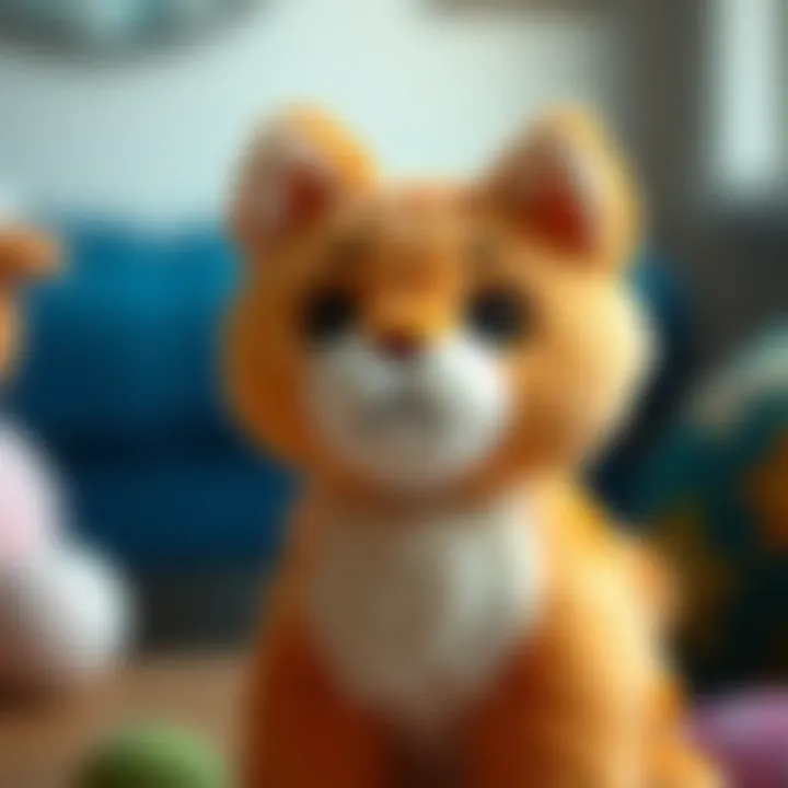 Detailed View of the IKEA Plush Cat Close-up of the IKEA plush cat showcasing its soft texture and friendly design.