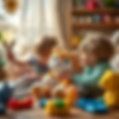 Children Enjoying the IKEA Plush Cat A cozy scene with children playing with the IKEA plush cat, surrounded by colorful toys.