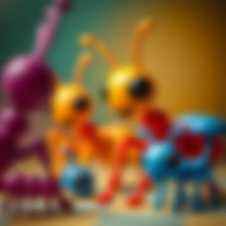 Colorful ant toys showcasing playful design