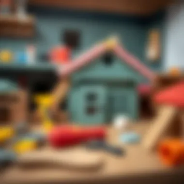 Tools necessary for building a cat house neatly arranged