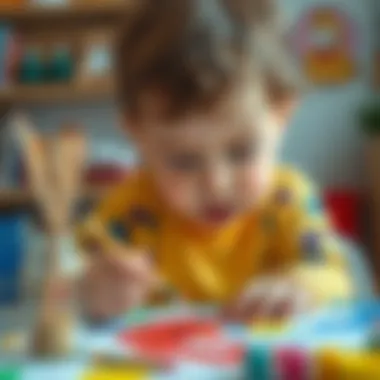 Engaging in Creative Painting Child engaged in imaginative painting activity