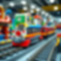 Colorful Lego City Train set with tracks