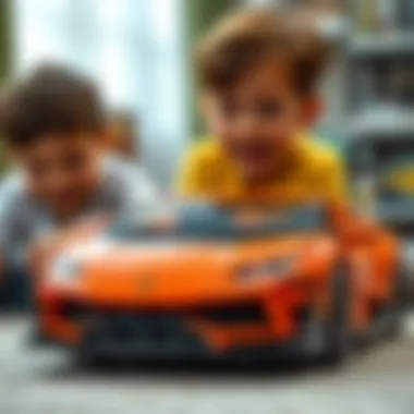 Children engaging in creative play with Lego Speed Champions Lamborghini