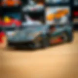 Detailed view of a Lego Lamborghini model showcasing intricate design elements