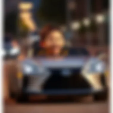 Joyful Ride in a Lexus Electric Car A child enjoying a ride in a Lexus electric car, smiling with joy and excitement