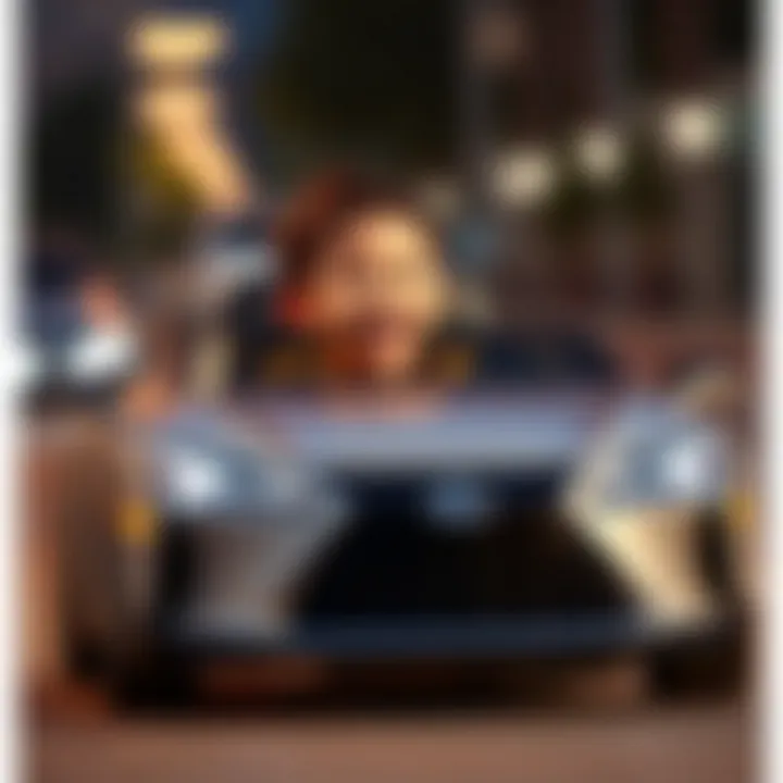 Joyful Ride in a Lexus Electric Car A child enjoying a ride in a Lexus electric car, smiling with joy and excitement