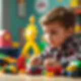 A child exploring with colorful Marshall toys, igniting imagination.