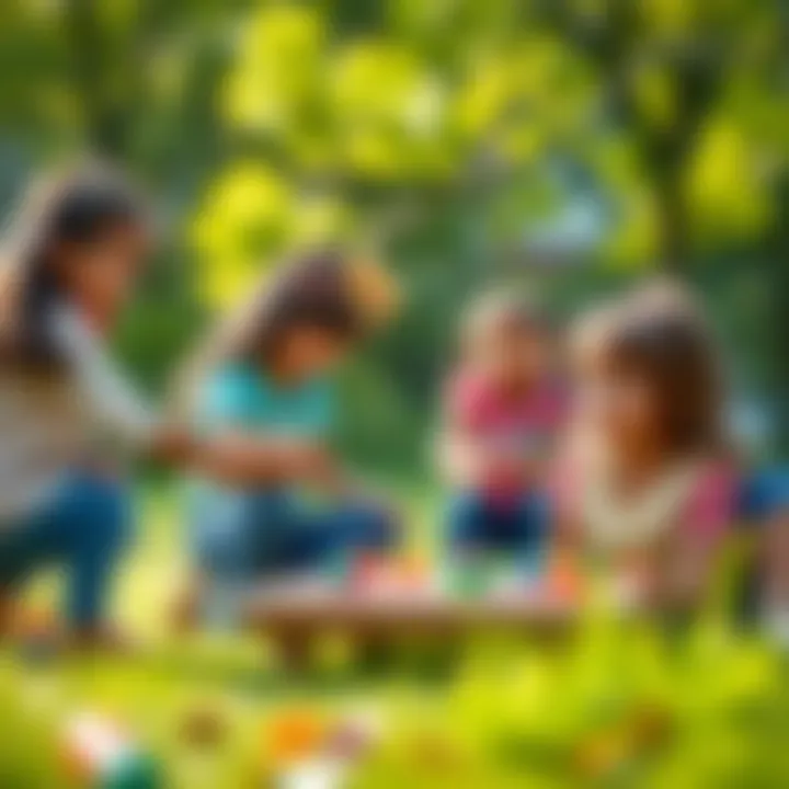 Outdoor Cooperative Play A group of girls participating in a cooperative game outdoors