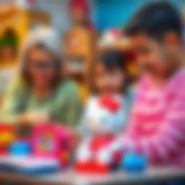 Parents Evaluating Benefits of Hello Kitty Toys Parents discussing the developmental benefits of Hello Kitty toys for their children.