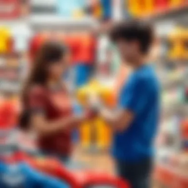 Parents selecting Kral Şakir t-shirts for their kids