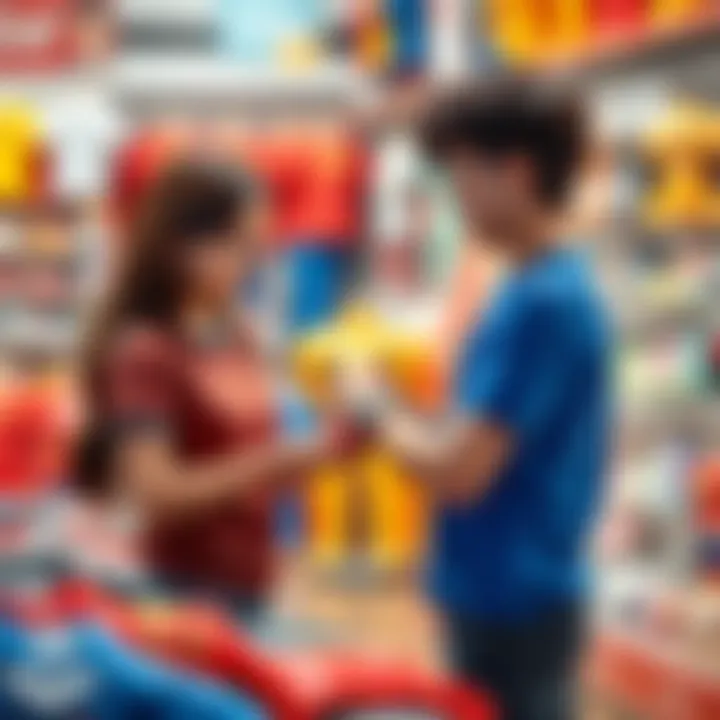 Parents selecting Kral Şakir t-shirts for their kids