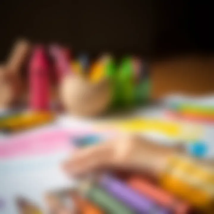 Creative Artwork with Pastels A child's hand creating artwork with pastel crayons