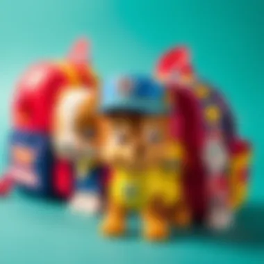 Vibrant Designs of Paw Patrol Backpacks Close-up of Paw Patrol backpack designs