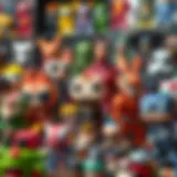 A collection of vibrant pop figures displayed artistically.