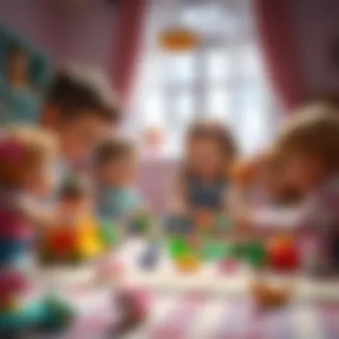 Aurora's Impact on Childhood Development A whimsical scene of children playing with toys inspired by Princess Aurora, highlighting her influence in childhood development.