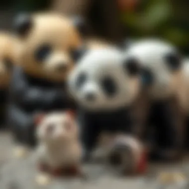 A beautiful illustration of different panda species and their characteristics.