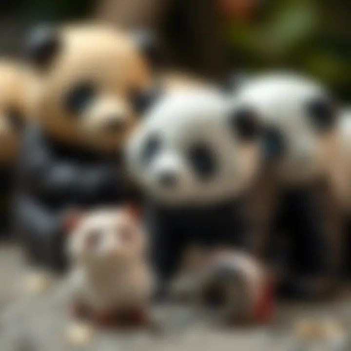 A beautiful illustration of different panda species and their characteristics.