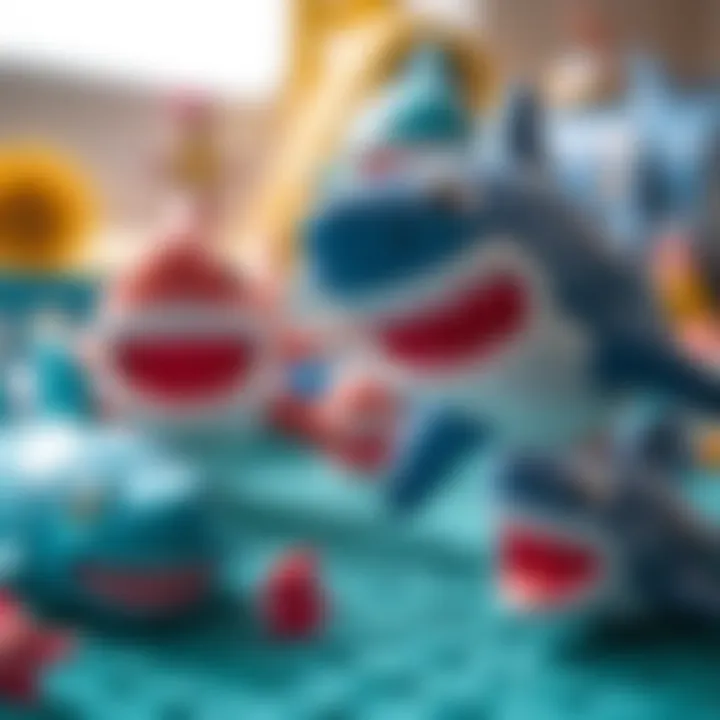 Colorful shark toys for children's playtime