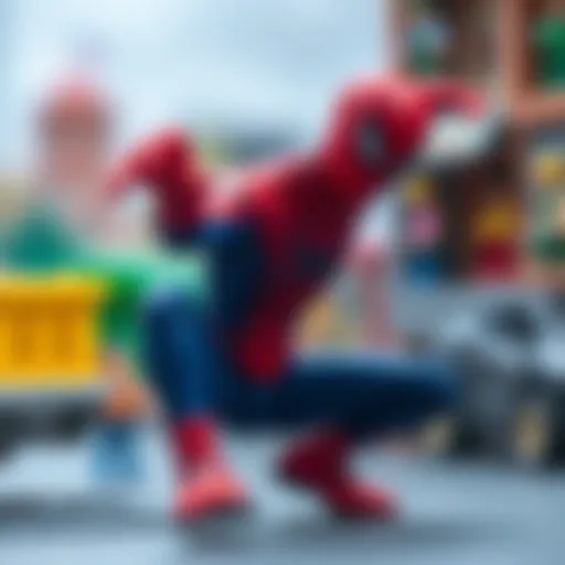 Spider-Man figurine in a playful scene