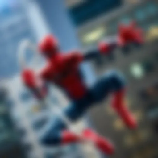 Peter Parker showcasing his iconic web-slinging abilities