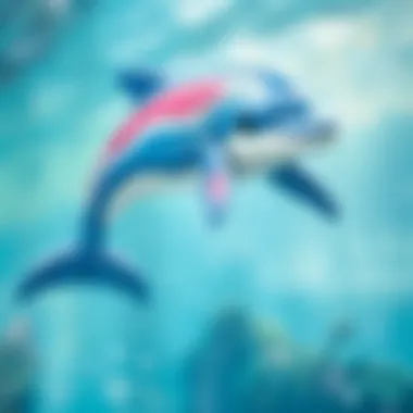 Playful Dolphin in Watercolor An intricate watercolor illustration of a playful dolphin