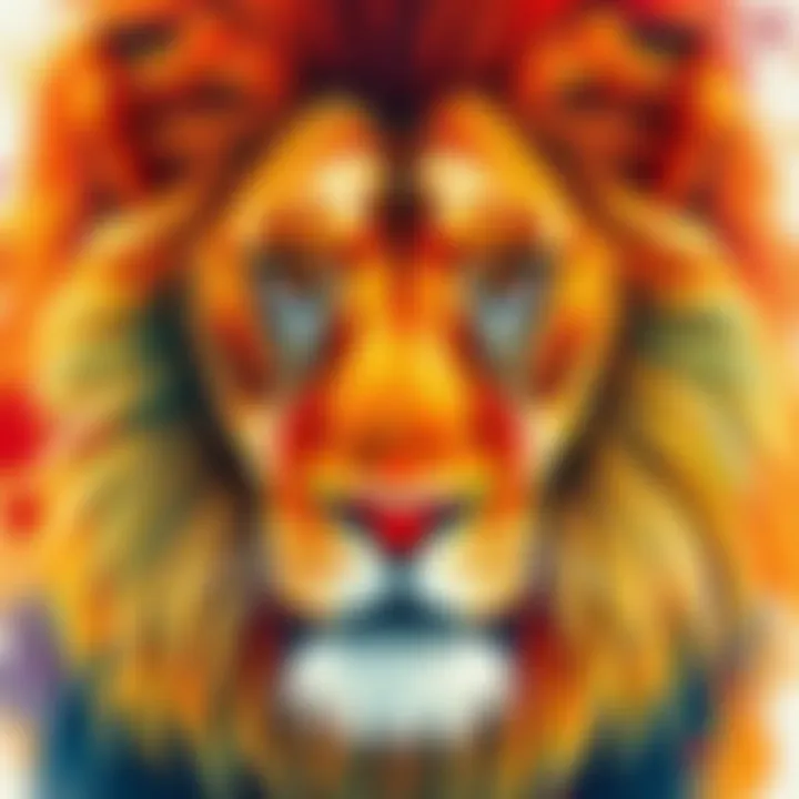 Majestic Lion in Watercolor A vibrant watercolor painting of a majestic lion