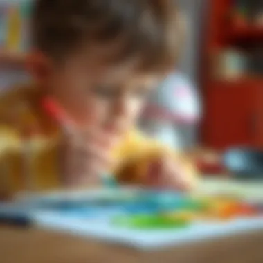 A child experimenting with watercolor on paper