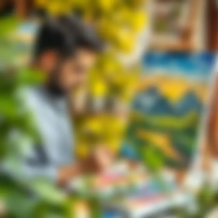 Capturing Nature's Beauty Through Watercolors An artist creating a landscape painting with watercolors