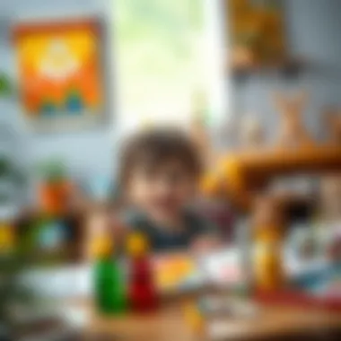 The Joy of Creative Expression in Young Artists A child joyfully painting with watercolors at a table