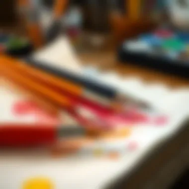 Tools of the Trade: Brushes for Watercolor Art A close-up of watercolor brushes on top of a paper canvas