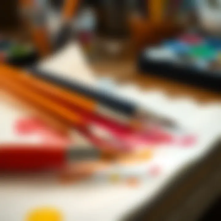 Tools of the Trade: Brushes for Watercolor Art A close-up of watercolor brushes on top of a paper canvas