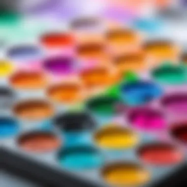 A vibrant watercolor palette with various colors