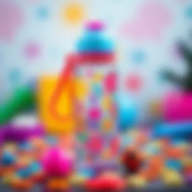 Vibrant Water Bottle for Girls' Development A colorful water bottle designed for young girls, showcasing fun patterns and vibrant colors.