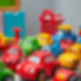 Playful Push Toy Cars Colorful push toy cars arranged in a playful setting