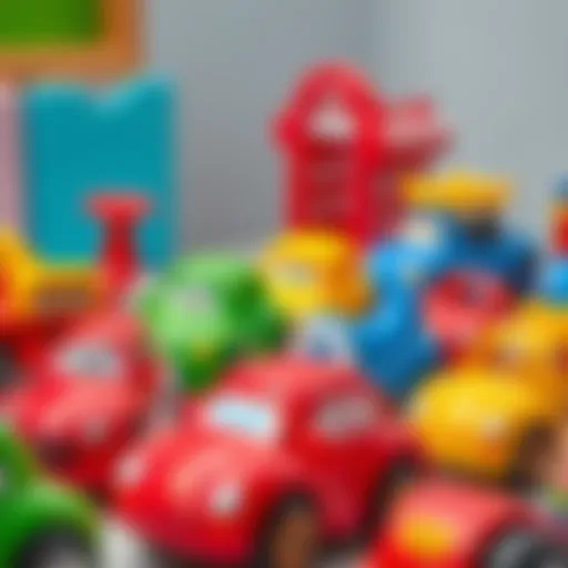Playful Push Toy Cars Colorful push toy cars arranged in a playful setting