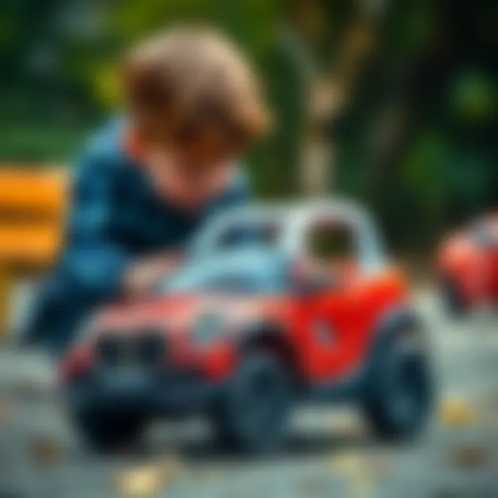 Child engaged in imaginative play with a push toy car