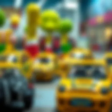 Parents selecting educational taxi toys for their children