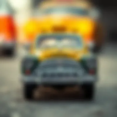 A vintage toy taxi showcasing its classic design