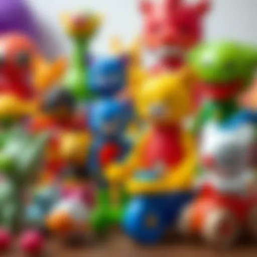 Colorful Tosbik toys arranged creatively