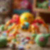 A colorful spider toy with various textures to stimulate children's senses