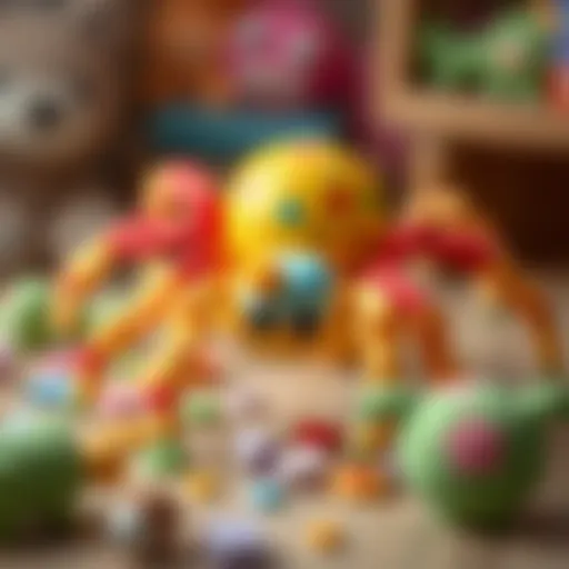 Stimulating Sensory Play with Spider Toy A colorful spider toy with various textures to stimulate children's senses