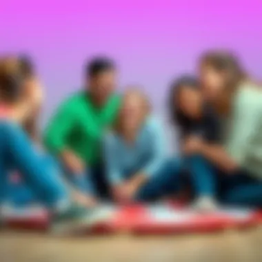 Group of friends laughing and playing Twister