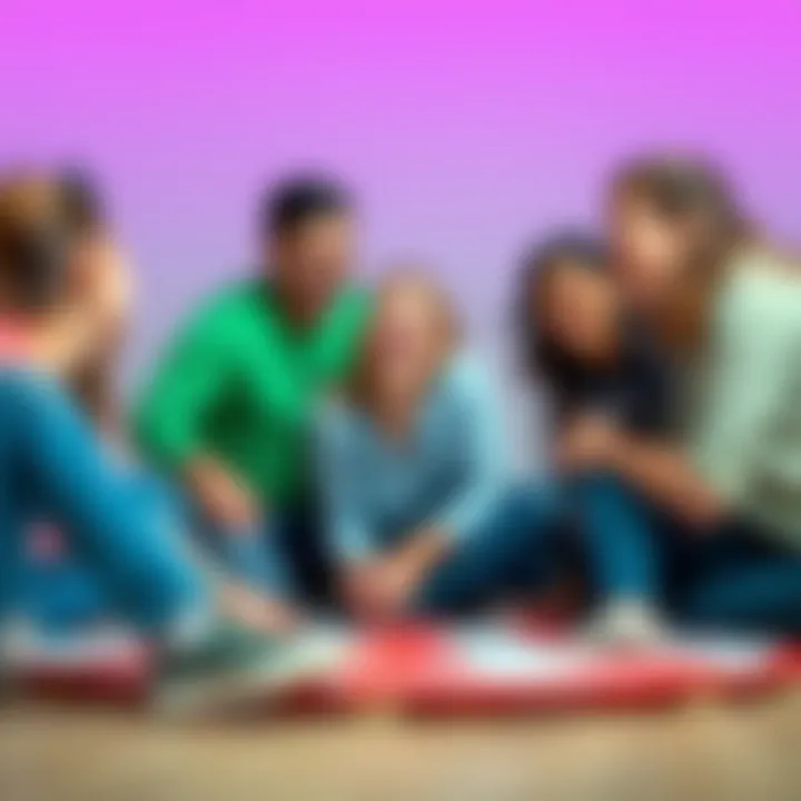 Group of friends laughing and playing Twister