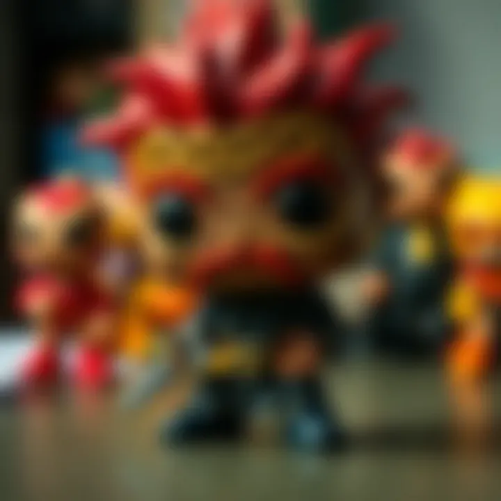 Close-up of a unique pop figure showcasing intricate design.