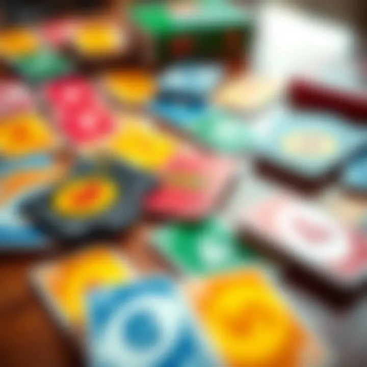 A vibrant display of Uno cards spread out on a table